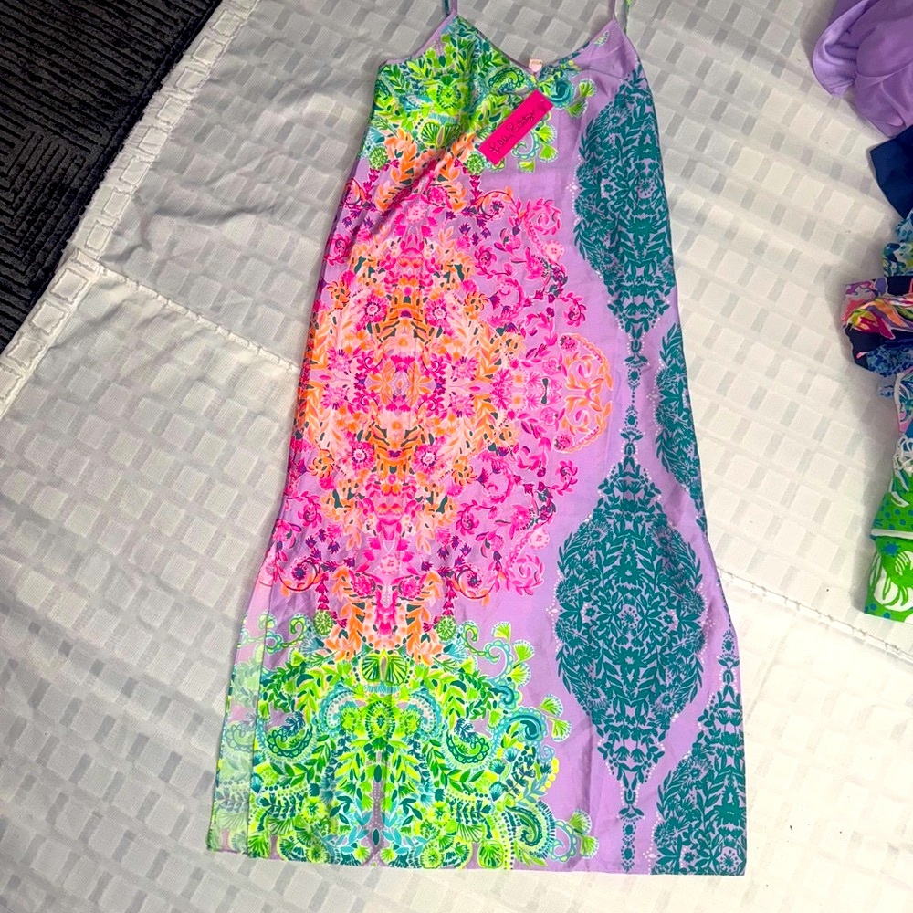 Lilly Pulitzer Purple and Green Satin Dress